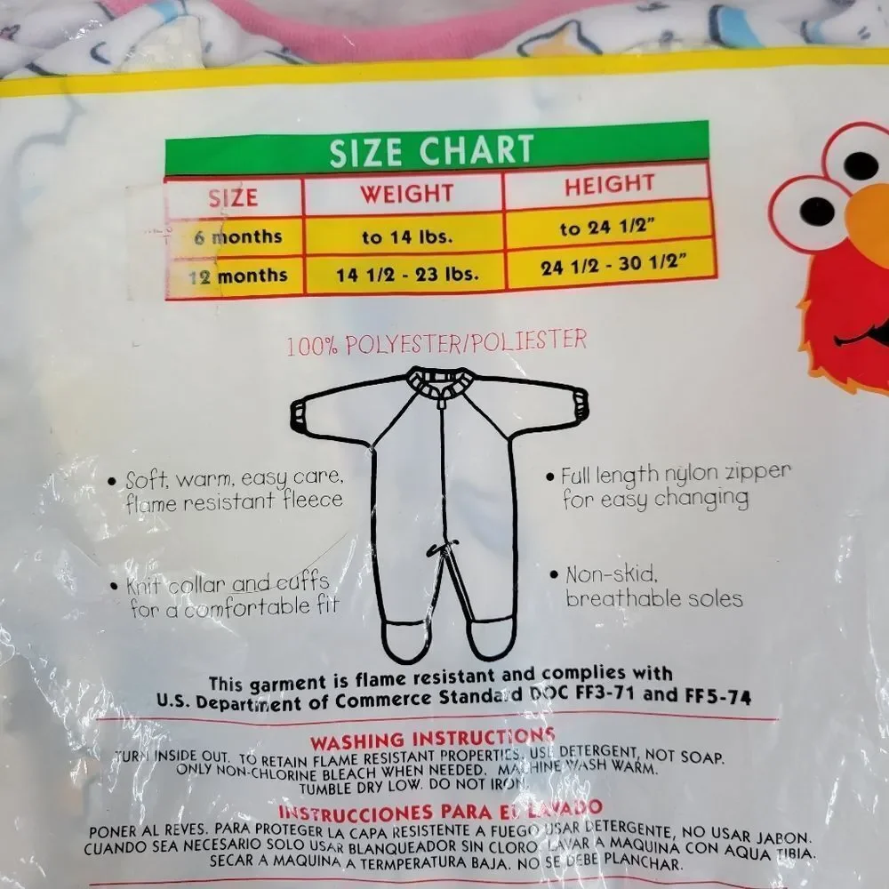 Sesame Street Vintage Infant Pajamas  Blanket Sleeper Footed NEW 90s